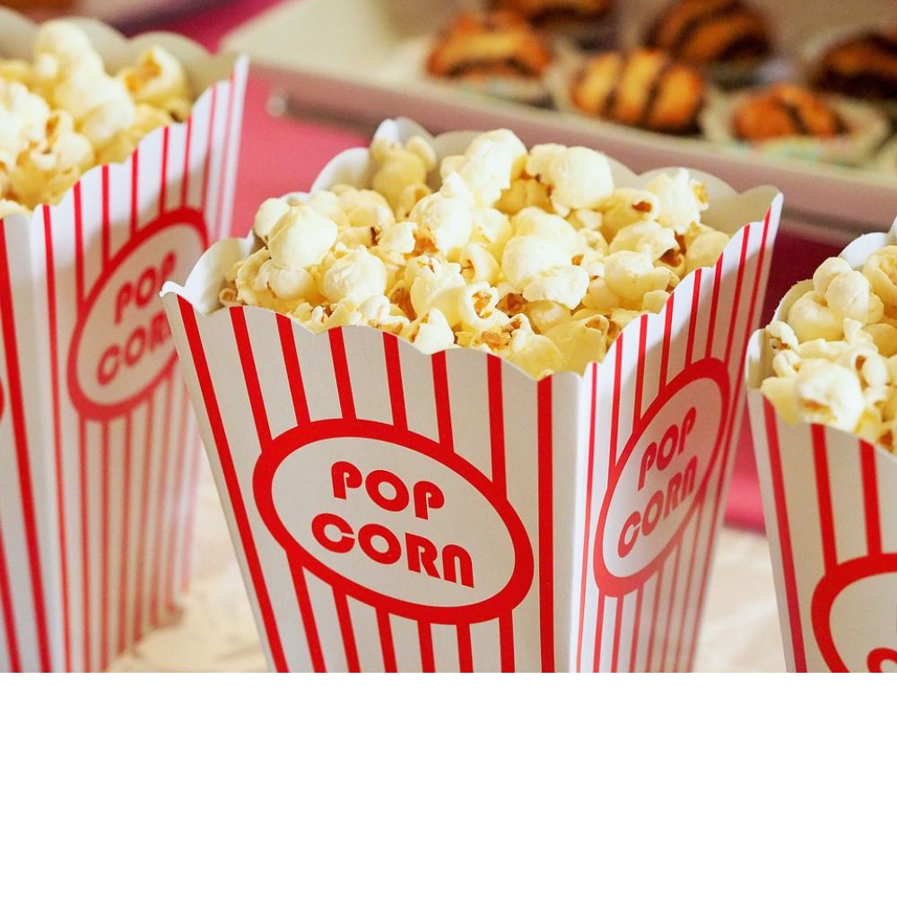 tubs of movie theatre popcorn