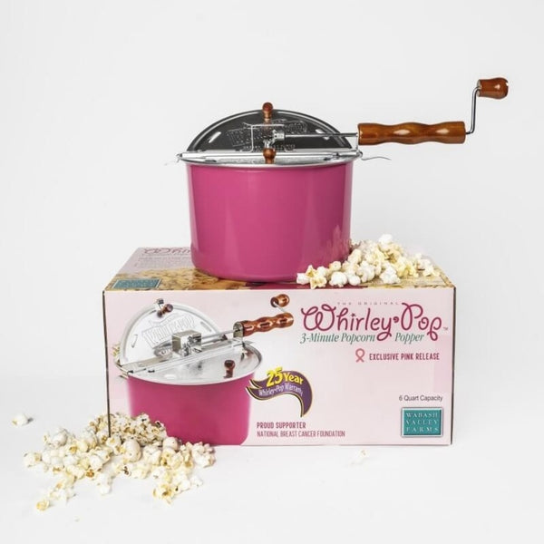 Poppin Pink Aluminum Whirley Pop with Metal Gears - CornPopper.ca