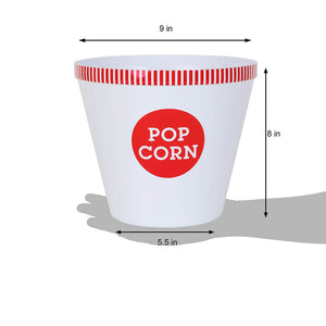 5 Piece Classic Red Stripe Rim Popcorn Bucket Set
